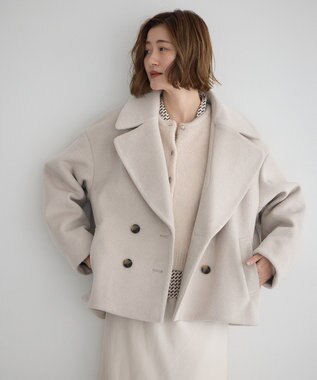 YECCA VECCA ビッグカラーニットビーバーショートコート