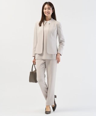 J.PRESS LADIES 【セットアップ対応】セラテリーダブルクロス テーパード パンツ グレージュ系