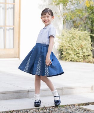 組曲 KIDS 【150-170㎝】ストレッチカノコ ポロシャツ サックスブルー