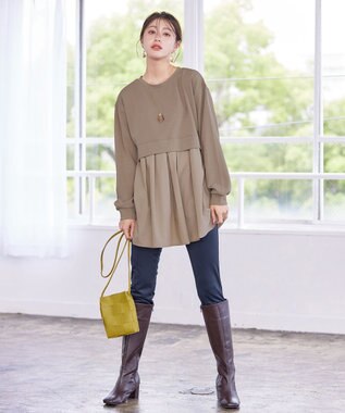 Tiaclasse 【洗える】デニムライク起毛ストレッチ ネイビー