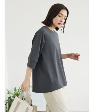 Green Parks ぽこぽこ７分袖カットプルオーバー Gray