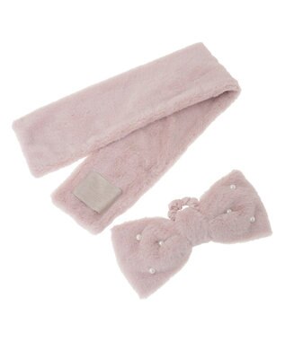 Maison de FLEUR パールリボン付きファーティペット Pink