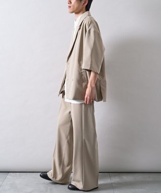 CRAFT STANDARD BOUTIQUE 半袖ダブルテーラードセットアップ Beige