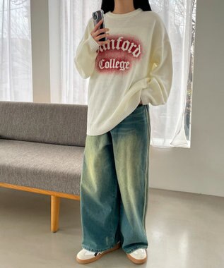 WEGO グラフィックBIGニットプルオーバー 柄10