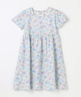 ANY KIDS カットソー サマー ワンピース エメラルドグリーン×シェル