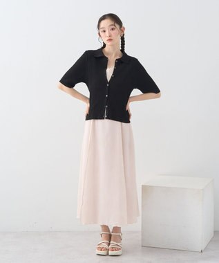 earth music&ecology 【予約】リブニットカーディガン ブラック