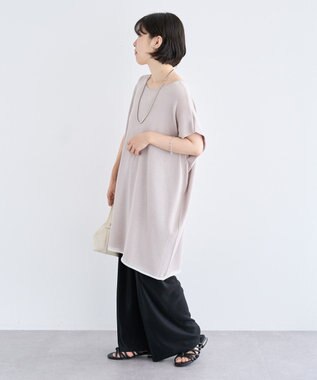 Green Parks 接触冷感ゆったりニットチュニック Light Gray