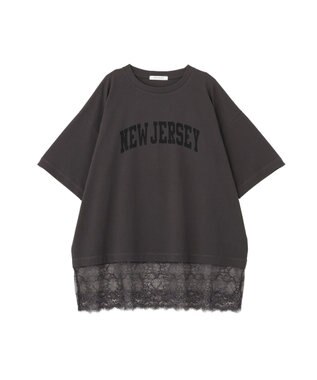 AMERICAN HOLIC カレッジロゴレースドッキングＴシャツ Charcoal Gray