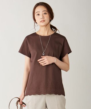 J.PRESS LADIES L 【UVケア・接触冷感】コンパクトコットンスムース 裾刺繍 カットソー