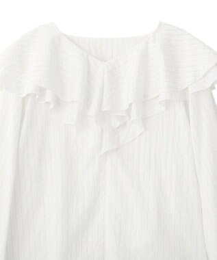 YECCA VECCA ストライプ柄ラッフルブラウス Stripe