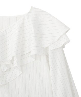 YECCA VECCA ストライプ柄ラッフルブラウス Stripe