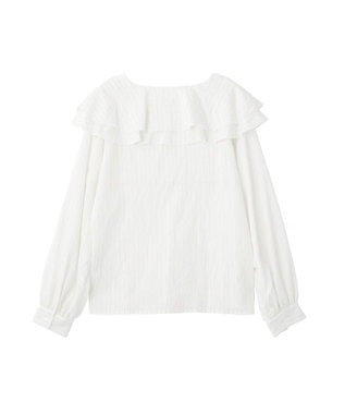 YECCA VECCA ストライプ柄ラッフルブラウス Stripe