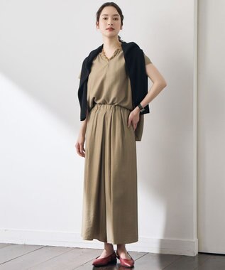 自由区 S 【セットアップ対応】エアリーツイルキュロット パンツ ［新色］ライトベージュ