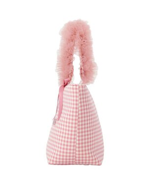 Maison de FLEUR ギンガムブランドロゴフリルハンドルトート Pink