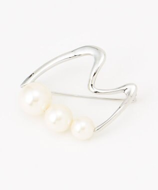 ICB パールラインブローチ シルバー系