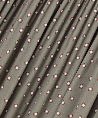 自由区 【セットアップ対応】ライトサテンプリーツ スカート カーキ×オフ(変形ドット)