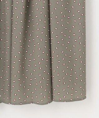 自由区 【セットアップ対応】ライトサテンプリーツ スカート カーキ×オフ(変形ドット)