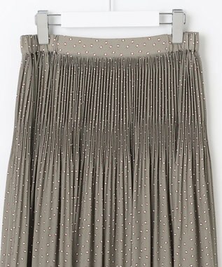 自由区 【セットアップ対応】ライトサテンプリーツ スカート カーキ×オフ(変形ドット)
