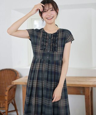 Tiaclasse 【おのののかさん着用・新色追加】フリルワンピース ネイビーチェック