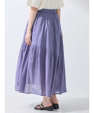 earth music&ecology コットンボイルランダム切替フレアスカート Purple