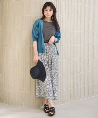 ANY L 【洗濯機可/接触冷感/アンチピリング】シアーニットVネックカーディガン ブルー