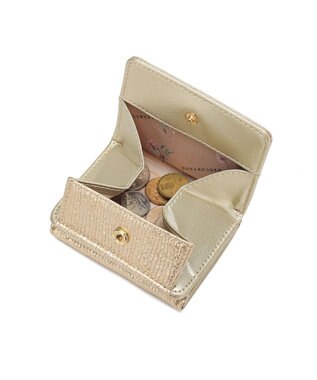 style code 【MERCURYDUO/マーキュリーデュオ】メタリッククラック調型押し　三つ折りミニ財布 ゴールド