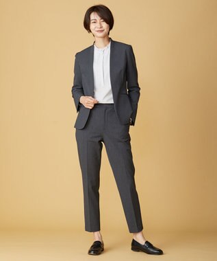 J.PRESS LADIES L 【洗える】アルガンシルク ノーカラー ジャケット グレー系