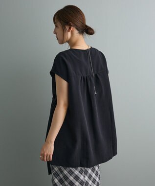 CRAFT STANDARD BOUTIQUE 布帛ウエストギャザー切替チュニック Black