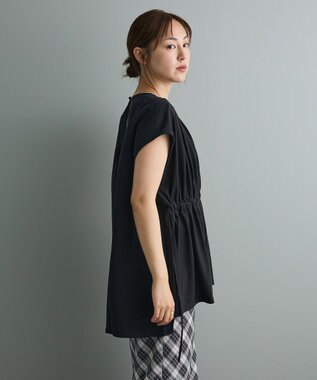 CRAFT STANDARD BOUTIQUE 布帛ウエストギャザー切替チュニック Black