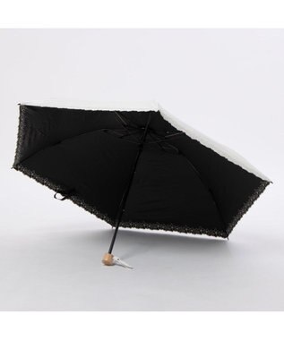 UNBILLION カシュネ cachenez /【晴雨兼用　日傘　UVカット率・遮光率100％生地使用 】PU超軽量プチフラワー刺繍カーボンミニ折りたたみ傘 ホワイト