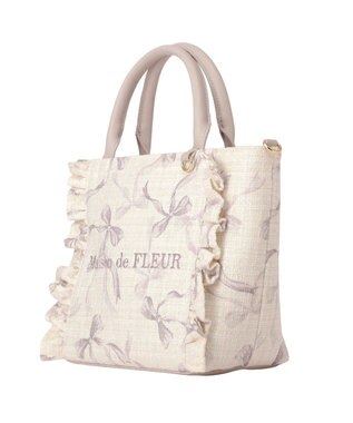 Maison de FLEUR ツイードリボンプリント2WayバッグM Pink