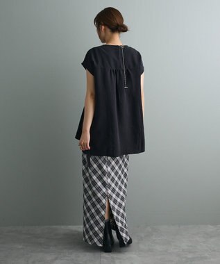 CRAFT STANDARD BOUTIQUE 布帛ウエストギャザー切替チュニック Black