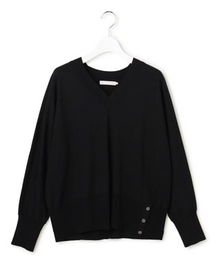 ICB クリアレーヨンストレッチ Vネックニット ブラック