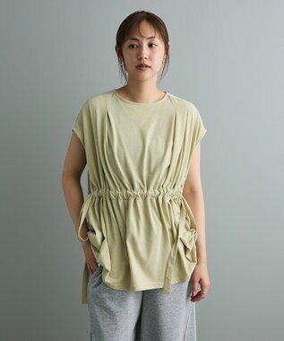 CRAFT STANDARD BOUTIQUE 布帛ウエストギャザー切替チュニック Lime Green