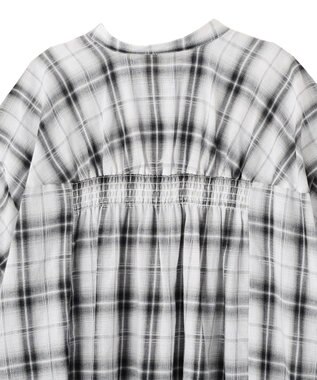 CRAFT STANDARD BOUTIQUE バックギャザーポンチョシャツ Check Ivory