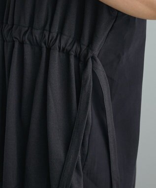 CRAFT STANDARD BOUTIQUE 布帛ウエストギャザー切替チュニック Black