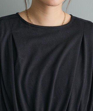 CRAFT STANDARD BOUTIQUE 布帛ウエストギャザー切替チュニック Black