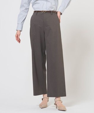 J.PRESS LADIES セルロースリネンストレッチ セミワイド パンツ スレート系