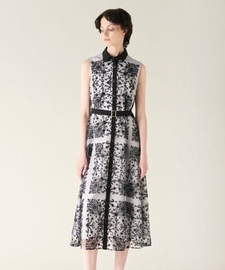 GRACE CONTINENTAL 刺繍フレアドレス グレー