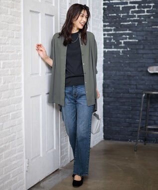 ANY L 【洗濯機可】バックプリーツシャツ チャコール