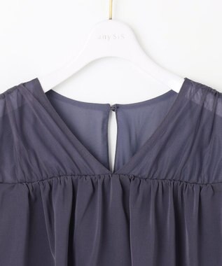 ANY SIS 【洗える】ティアードトップス×ワイドパンツSET スモーキーブルー