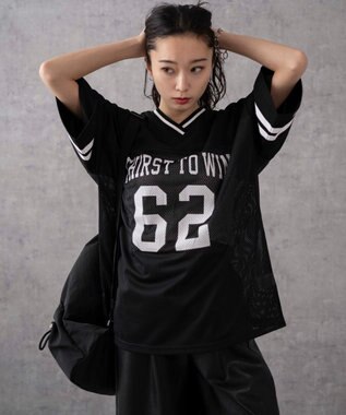 WEGO ナンバリングメッシュビッグT ブラック