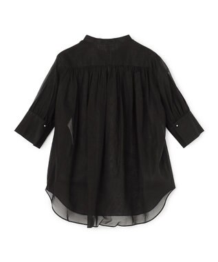 BEIGE， PLUMERIA / コットンシアーギャザーブラウス Black