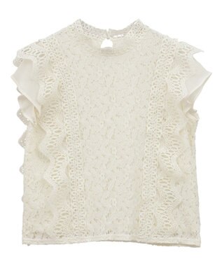 Green Parks ・Ｐｅｔｉｔ　Ｆｌｅｕｒ　フレンチレーシーブラウス Brown