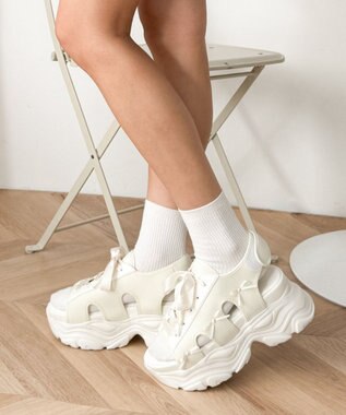 WEGO 厚底レースアップリボンスポサン オフホワイト