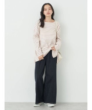 earth music&ecology バック釦ボーダーチュニック Pink