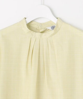 J.PRESS LADIES S 【洗える】セルロース チェック スタンドカラー ブラウス ピスタチオ系3
