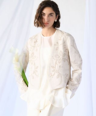 23区 【GOLD LABEL】オーガンジー ラッフルヘム ブラウス アイボリー系