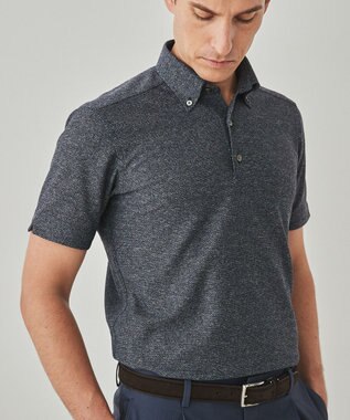 GOTAIRIKU 麻混・襟しっかり【洗える/通気性】ノルマンディーリネン ボタンダウンポロシャツ(25年モデル) ネイビー系