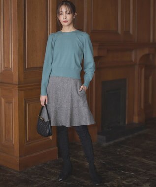 組曲 ネコアシツイードセミフレア スカート グレー系